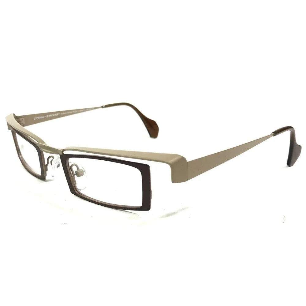 Iyoko-Inyake Eyeglasses Frames IY575 Col.123 Beige Brown Rectangular 42-23-140